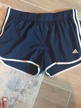 Adidas Women's Navy Blue Athletic Shorts with White Trim